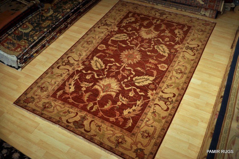 Fine Quality Handmade Hand Knotted 6' x 9' Floral Vegetable dye rug Dark Red gallery