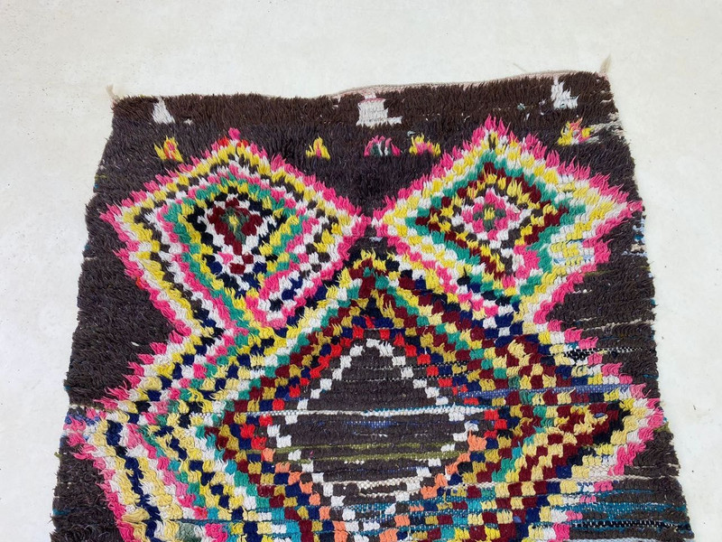 Moroccan Cotton Vintage Berber Rug, Unique Geometrie Home Decor Rug 2'9x7'1 ft gallery