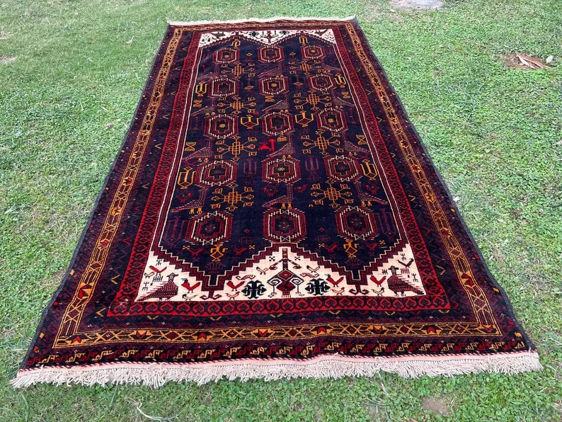 COLLECTORS’ ITEM Vintage Stunning Pictorial Tribal Belouch Nomadic Carpet gallery