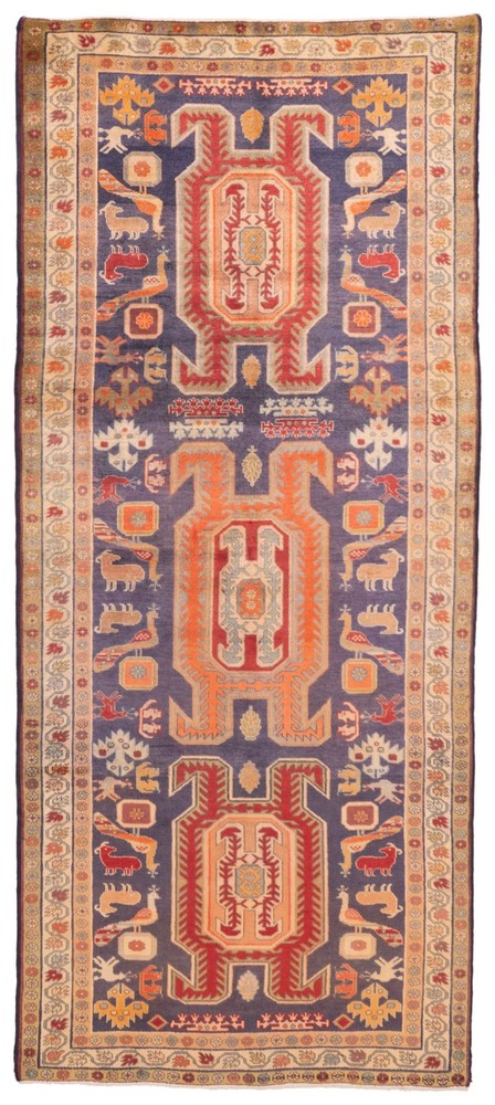 Vintage Traditional Hand-Knotted Area Rug 4'7" x 10'9" Oriental Wool Carpet
