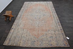 Oushak Turkish Vintage Rug 6×10 Kilim Rug Anatolian Handmade Boho Decor ORANGE