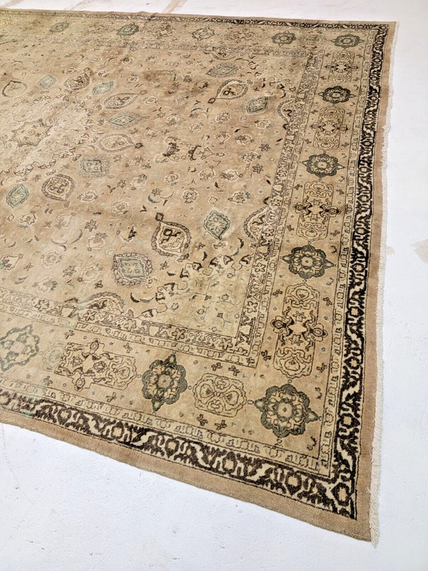 Antique Oriental Hand-Knotted Wool Area Rug Light Brown/Green 9'10"x12'7" gallery