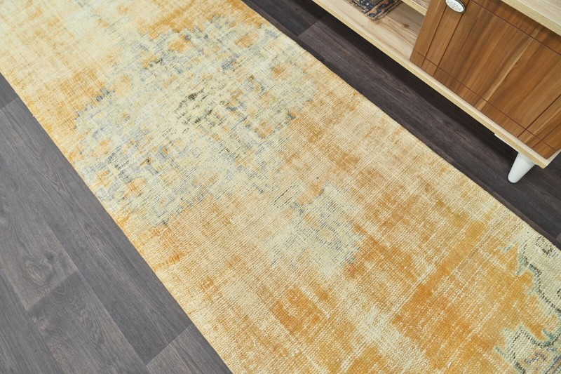 Vintage Turkish Runner Rug 3x10ft ORANGE Handmade Anatolian Oushak Hallway Wool gallery