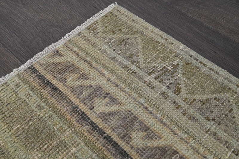 Vintage Turkish Runner Rug 2x10ft BEIGE Handmade Anatolian Oushak Hallway Wool gallery