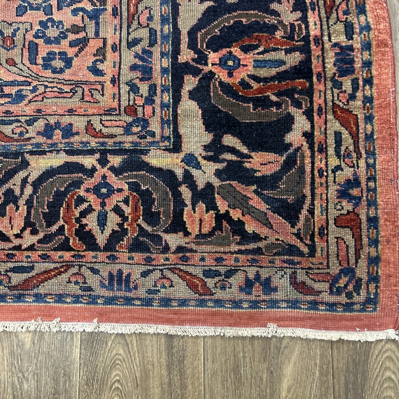 Antique Per'sian Sarouk Rug 11”5 x 8”11, Red/Navy blue Floral, 1920s Wool Rug gallery