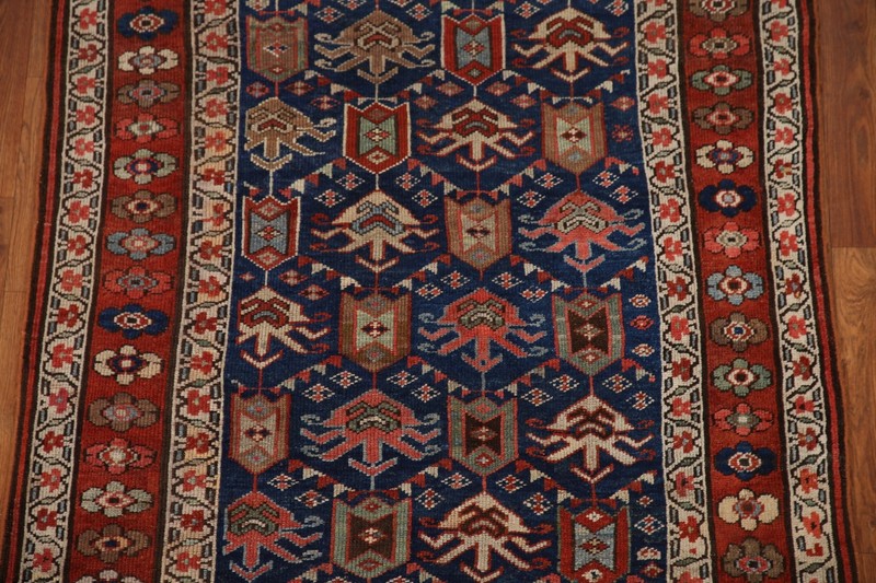 Antique Pre-1900 Geometric Kazak Russian 9 ft. Runner Rug Wool Hand-knotted 4x9 gallery