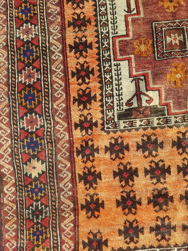 Vintage Hand Made Traditional Rug Oriental Wool Multicolor Carpet 205x110 cm gallery