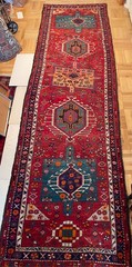 Karajeh Runner Rug Carpet 3 x 11 Geometric Medallions Vintage