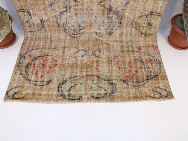 5x9 Turkish Handmade Area Rug Brown Beige Floral Shabby Chic 5.4x8.6 ft gallery