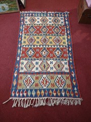 Turkish Kilim Rug, 4’1 x 5’9 ft. Vintage Anatolian Wool Kilim 3’5″-5’10”