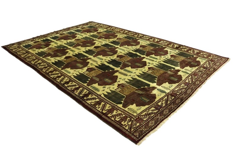 Rare Pictorial Afghan Design Tribal Rug Oriental Home Decor Carpet 9X13 ft gallery