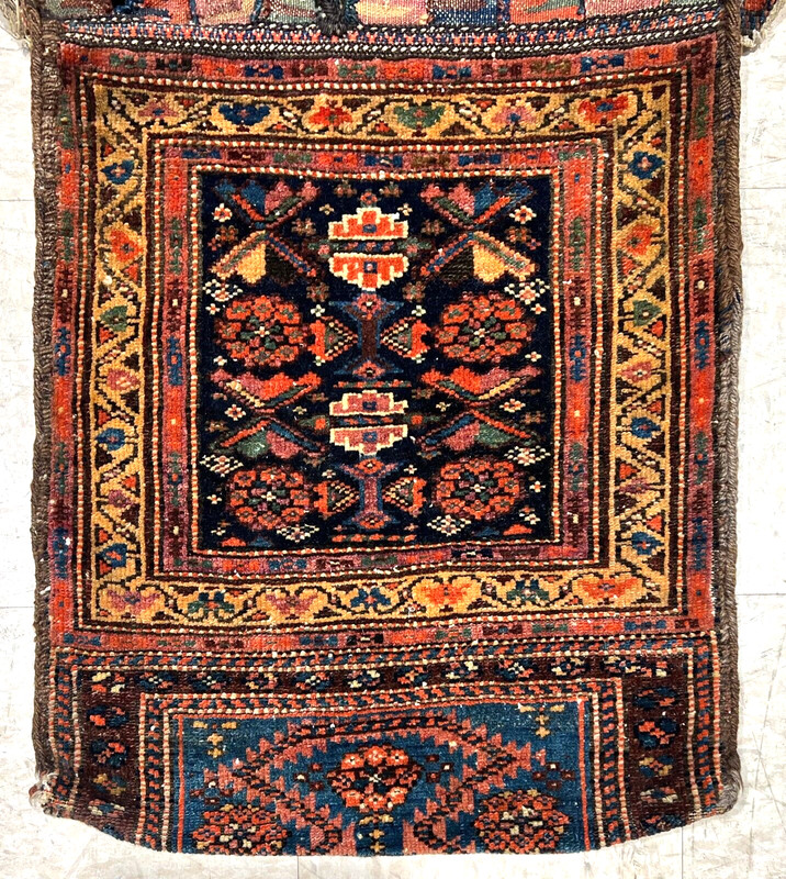 Antique Farahan Saddle Bag 2x4 Double Bagface Tribal Hand Knotted Wool Rug 1900s gallery