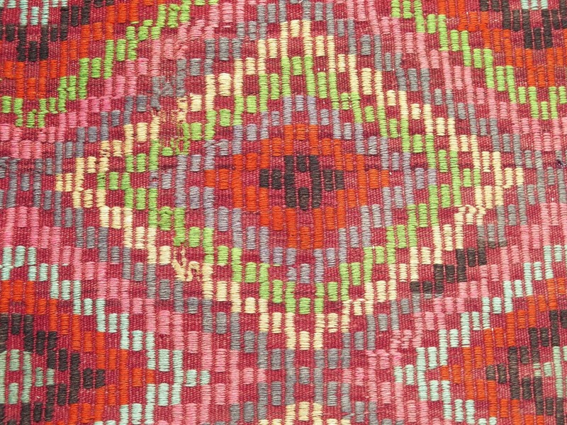 Vintage Turkish Sardes Kilim, Area Rugs, Antique Wool Rug, Floor Carpet 80"x116" gallery