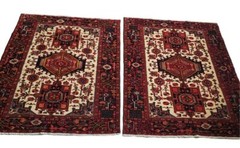 Twin PAIR of Karejeh rugs Hand Woven – 4’11” x 6’5″ + 4’11” x 6’7″