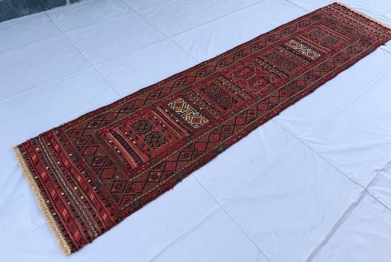 Fine Vintage Afghan Runner Rug 2x10 Hand Woven Wool Persian Style Hallway Carpet gallery