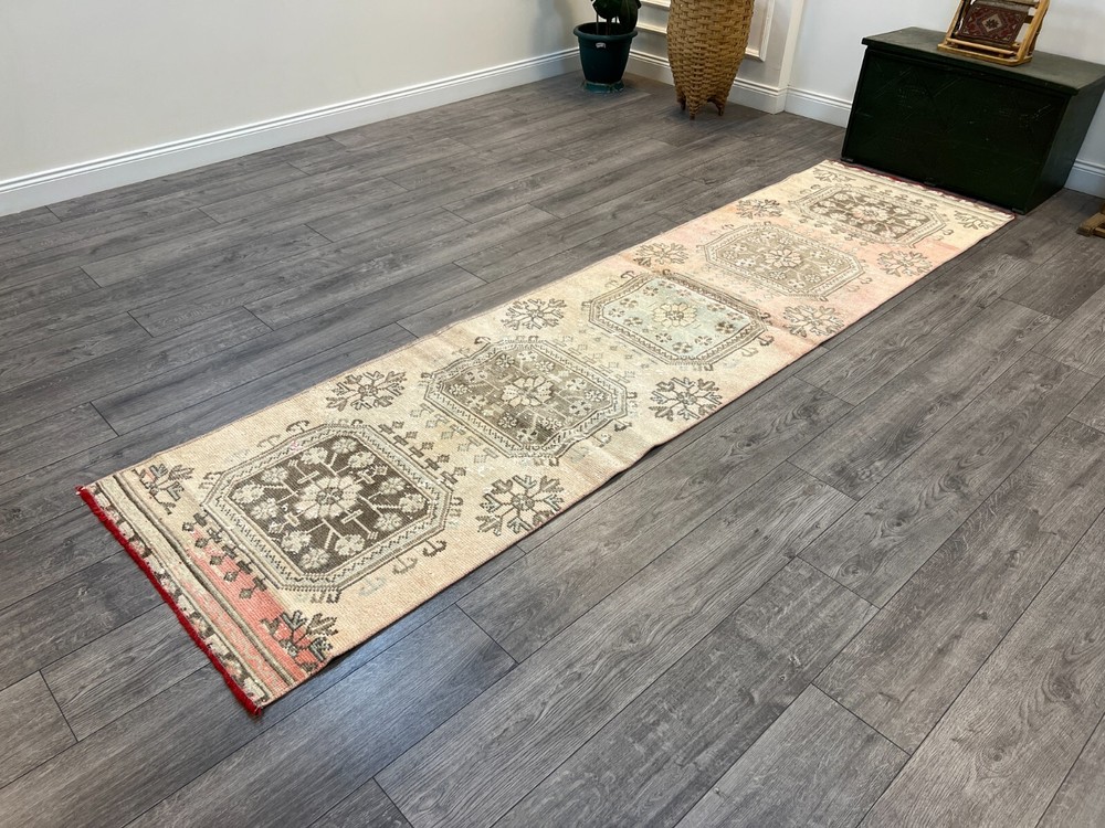 Oushak Runner Rug, Floor Runner Rug, Kitchen Runner Rug, 2.6 x 10.4 ft