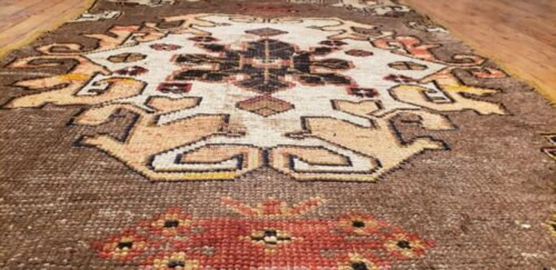 Bohemian Antique 1940s Wool Pile Vegy Dye Nagorno-Karabakh Runner Rug 3x6ft gallery