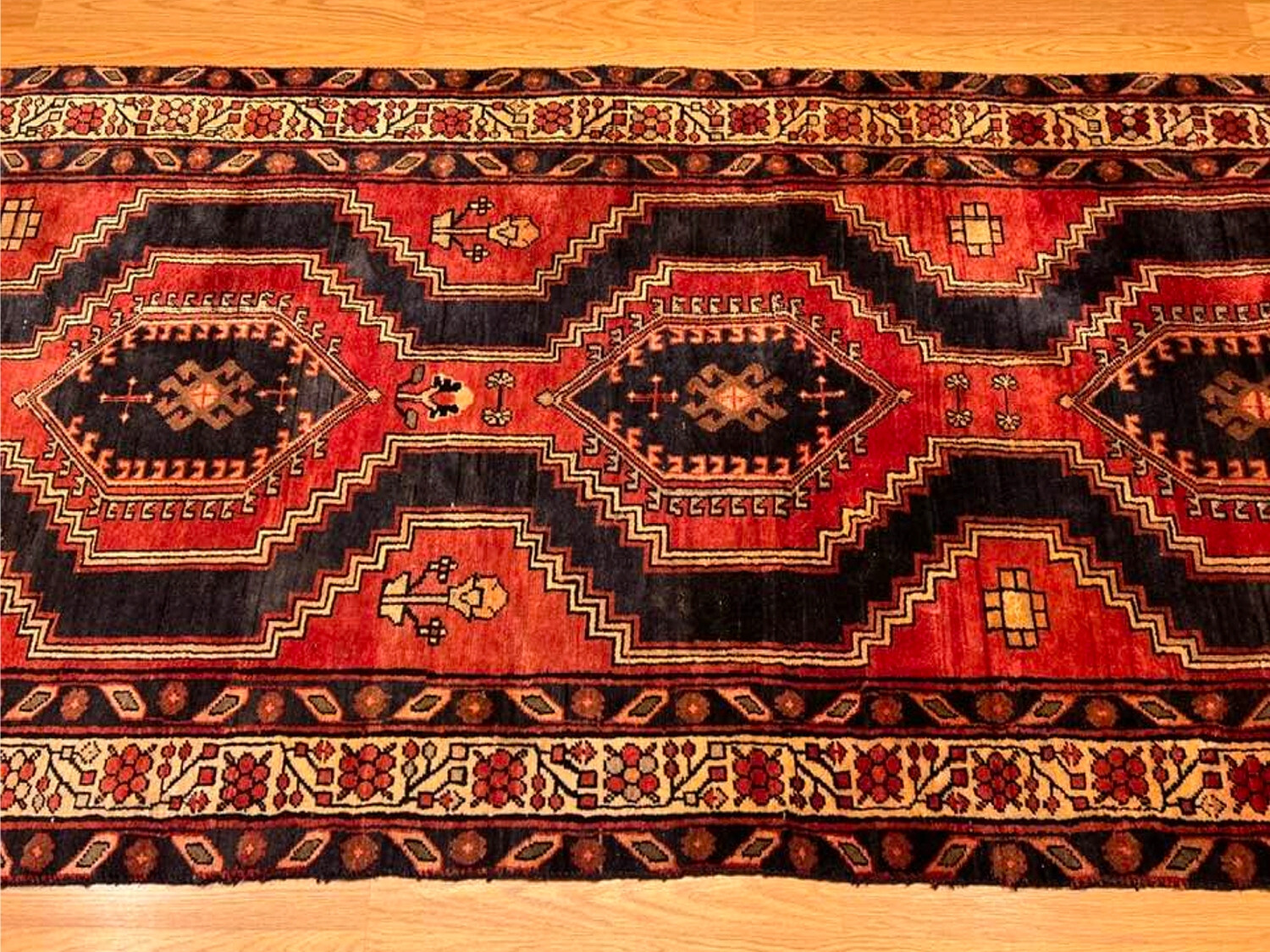 3.5 x 12.7 Handmade Fine Quality One Of A kind Hallway Runner. Natural Dyes Wool gallery