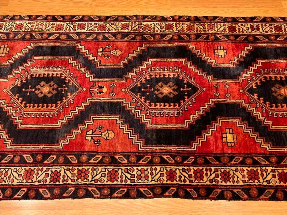 3.5 x 12.7 Handmade Fine Quality One Of A kind Hallway Runner. Natural Dyes Wool