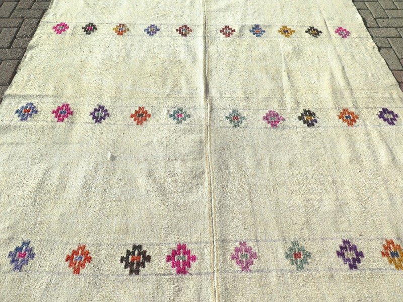 Vintage Turkish Kilim, Area Rugs, Modern Rug Carpet Floor Kelim Rugs 80"x111" gallery