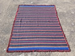 Vintage Traditional Handwoven Portuguese Wool Multicolor Blanket Throw 7×5.5 ft