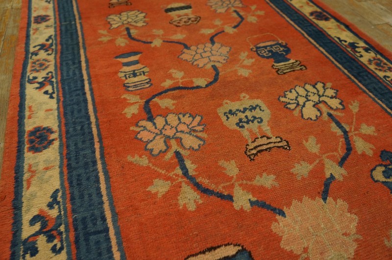 3X16 Antique Chinese Kansu / Gansu Wool Area Rug 1890 gallery