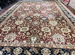 Palace Sized Indian Agra Rug 12×17, Wool Handmade Floral Allover Carpet