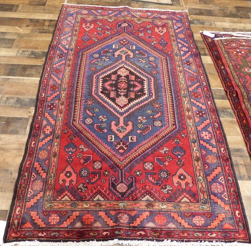 4'3"x7'2" Handmade wool Authentic Antique Geometric Hamedan Oriental area rug gallery