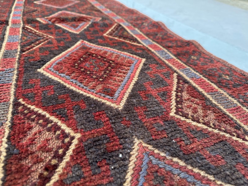 2x8 Vintage Afghan Baluchi Mishwani Runner Rug – Red Handwoven Wool entryway Rug gallery