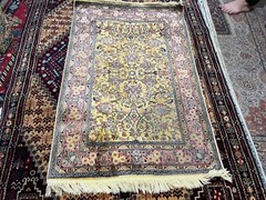 COLLECTORS’ PİECE Vintage Natural Silk Hereke Turkish Oriental Floral Carpet