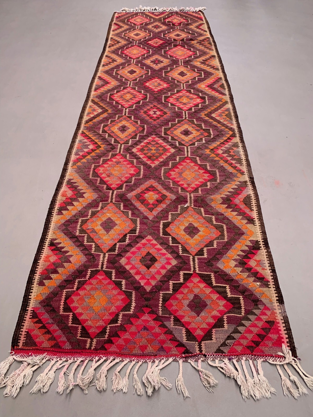 Old Turkish Kilim Runner 360x107 cm, Vintage Kelim Rug, Long and Narrow gallery