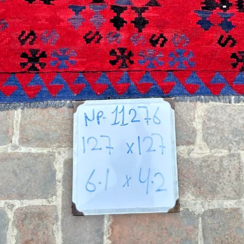 Fine Quality Handmade Afghan Tribal Accent Rug, Allover Pattern, Natural Dyes. gallery