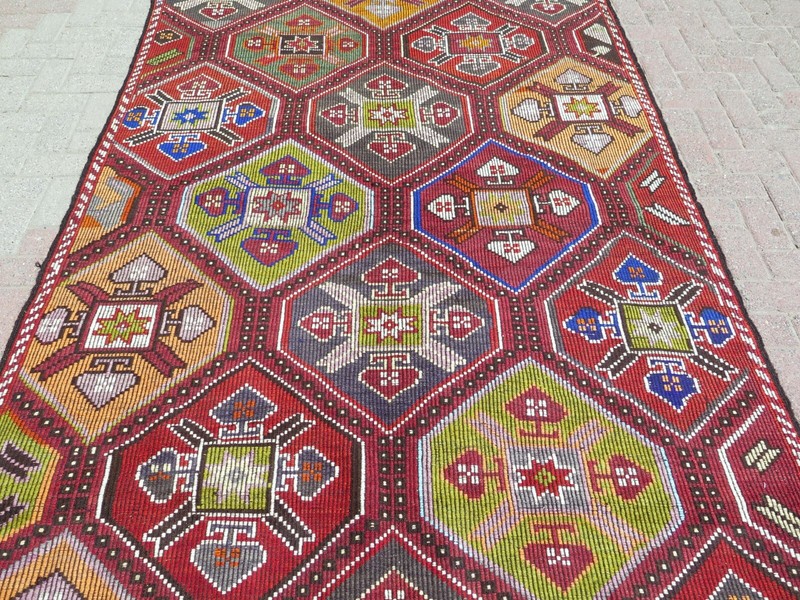 Vintage Oriental Kilim Wool Rugs, Handmade Large Carpet, Floor Teppich 68x109" gallery