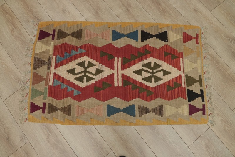 Traditional Vintage Nomadic Kilim Rug Anatolian Handwoven Ethnic Carpet 2x4 ft gallery