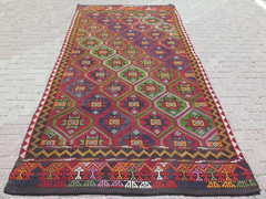 Vintage Turkish Rug, Area Rug, Large Kilim, Floor Rug, Wool Rug, Carpet 65″X129″