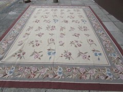 Vintage Hand Made French Design Wool Brown Grey Original Aubusson 376X277cm