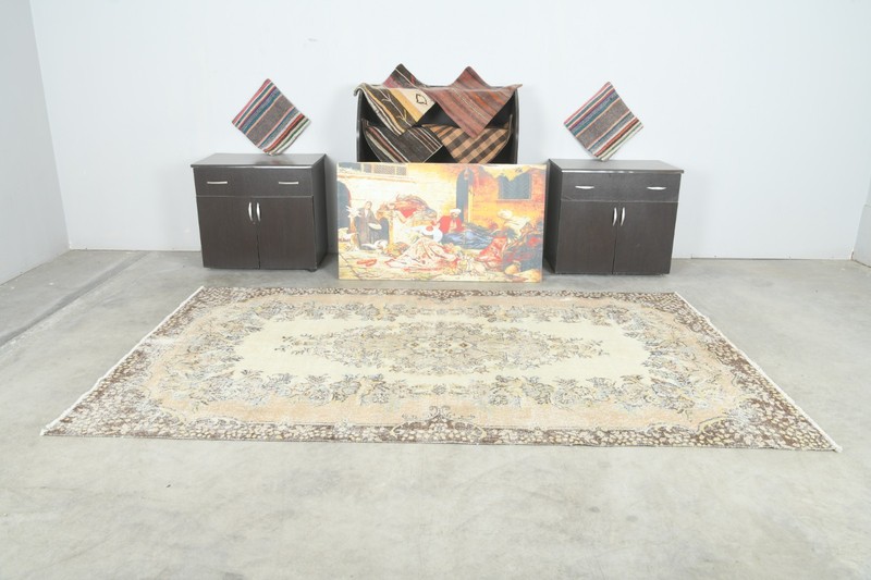 6x9 Turkish Antique Rug Anatolian Hand-Knotted Vintage Oushak Large Carpet,182 gallery
