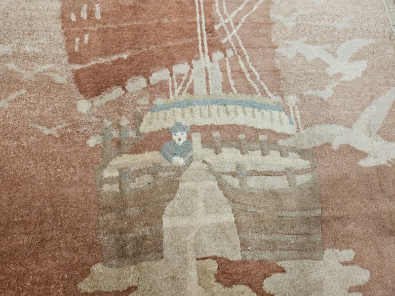4x6 CHINESE RUG VINTAGE PICTORIAL SHIP PEKING DECO AUTHENTIC 100% WOOL ORIENTAL gallery