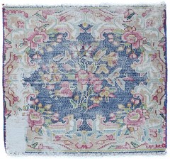 Semi-Antique Distressed Oriental Rug Muted Floral Handmade Carpet 1’5X1’6 ft