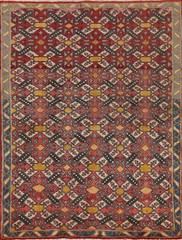 Geometric Traditional Handmade Wool Rug 4×5 Vintage Carpet